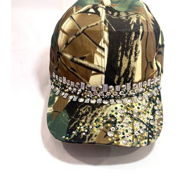 Real Tree style Camo Rhinestone Bling Streetwear Activewear Baseball Cap Hat - Picture 1 of 10